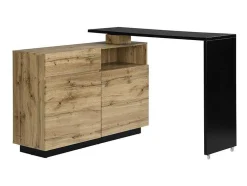 Móvel De Bar Giratorio Com 2 Portas, 1 Gaveta E 1 Nicho Em Mdf Cor Carvalho E Preto - Eldir