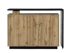 Móvel De Bar Giratorio Com 2 Portas, 1 Gaveta E 1 Nicho Em Mdf Cor Carvalho E Preto - Eldir
