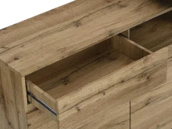 Móvel De Bar Giratorio Com 2 Portas, 1 Gaveta E 1 Nicho Em Mdf Cor Carvalho E Preto - Eldir