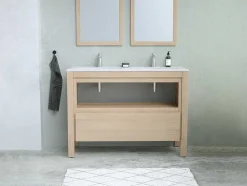 Móvel De Casa De Banho Com Lavatório De Encastrar, Folha De Carvalho, 120 Cm - Cosmoti