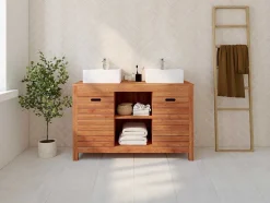 Móvel De Casa De Banho Em Madeira De Acacia Com Lavatório Individual De 130 Cm - Pulukan