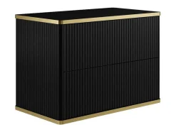 Móvel De Casa De Banho Para Colocar Sob O Lavatório Estriado Rebordo Dourado, Cor Preta C80 Cm - Keliza