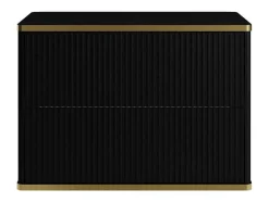 Móvel De Casa De Banho Para Colocar Sob O Lavatório Estriado Rebordo Dourado, Cor Preta C80 Cm - Keliza