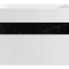 Móvel De Casa De Banho Para Colocar Sob O Lavatório Com Leds, Branco E Preto Efeito Marmore C80 Cm - Pozega