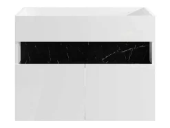 Móvel De Casa De Banho Para Colocar Sob O Lavatório Com Leds, Branco E Preto Efeito Marmore C80 Cm - Pozega