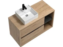 Móvel De Casa De Banho Suspenso Lavatório Simples Cor Natural De 100 Cm - Purnal