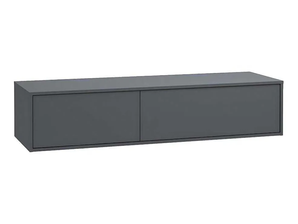 Móvel De Casa De Banho Suspenso Com Lavatório Duplo Cor Cinza Antracite C150 Cm - Isaure Ii