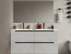 Móvel De Casa De Banho Suspenso Com Lavatório Duplo De Encastrar Branco 120 Cm - Selita