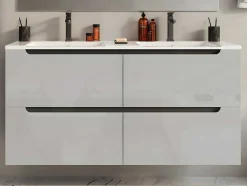Móvel De Casa De Banho Suspenso Com Lavatório Duplo De Encastrar Branco 120 Cm - Selita