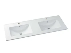 Móvel De Casa De Banho Suspenso Com Lavatório Duplo De Encastrar E Coluna Branco 120 Cm - Selita
