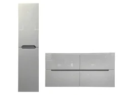 Móvel De Casa De Banho Suspenso Com Lavatório Duplo De Encastrar E Coluna Cinzento 120 Cm - Selita