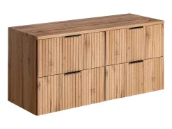 Móvel De Casa De Banho Suspenso Estriado Com Lavatório De Pousar Natural Claro C120 Cm - Zevara