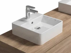 Móvel De Casa De Banho Suspenso Cor Natural Clara Com Lavatório Duplo C150 Cm - Isaure Ii