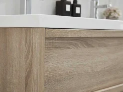 Móvel De Casa De Banho Suspenso Com Lavatório De Encastrar Cor Natural Clara 120 Cm - Quadra
