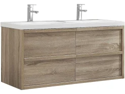 Móvel De Casa De Banho Suspenso Com Lavatório De Encastrar Cor Natural Clara 120 Cm - Quadra