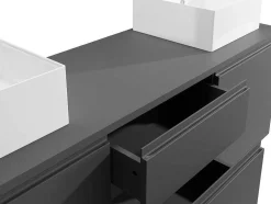Móvel De Casa De Banho Suspenso Com Lavatório Duplo Cinza 150 Cm - Jimena Ii