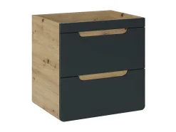 Móvel De Casa De Banho Suspenso Cor Natural E Antracite De 60 Cm - Aruba