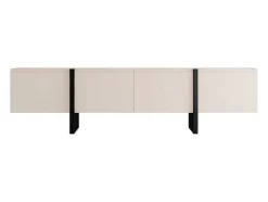 Móvel De Tv Com 4 Portas Em Mdf Bege E Preto - Luvonia
