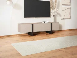 Móvel De Tv Com 4 Portas Em Mdf Bege E Preto - Luvonia