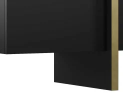 Móvel De Tv Com 4 Portas Em Mdf Preto E Dourado - Luvonia