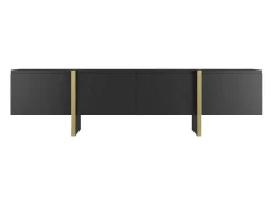 Móvel De Tv Com 4 Portas Em Mdf Preto E Dourado - Luvonia
