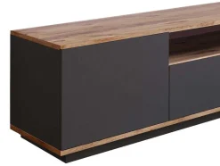 Móvel De Tv Com 3 Portas E 1 Nicho Antracite E Natural - Lotula