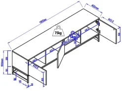 Móvel De Tv Com 3 Portas E 2 Nichos Em Mdf Cor Natural E Preto - Caratana