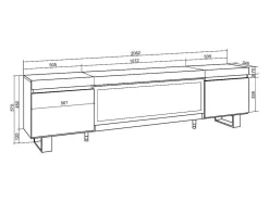 Móvel De Tv, 210, Para Televisores Ate 80", Lareira Electrica Xxl, Design Industrial, Preto