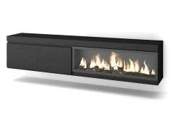 Móvel De Tv, 210, Para Televisores Ate 80", Lareira Electrica Xxl, Suspensos, Preto