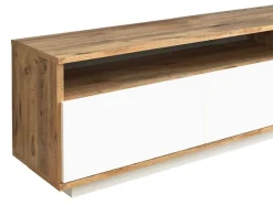 Móvel De Tv 4 Portas E 2 Prateleiras Natural Claro E Branco - Cedona