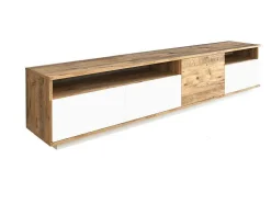 Móvel De Tv 4 Portas E 2 Prateleiras Natural Claro E Branco - Cedona
