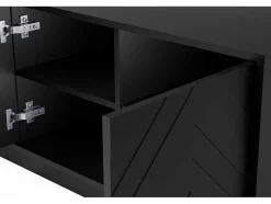 Móvel De Tv Suspenso Com 4 Portas E 2 Nichos Em Mdf Preto - Redonia