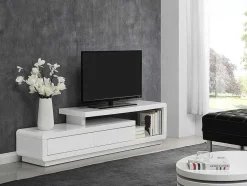 Móvel Para Tv 2 Gavetas Em Mdf Lacado Branco - Artaban