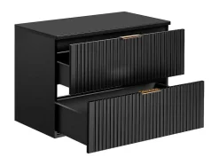 Móvel Suspenso Estriado Com Tampo Para Lavatório Preto C80 Cm - Zevara