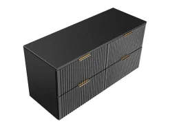 Móvel Suspenso Estriado Com Tampo Para Lavatório Preto C120 Cm - Zevara