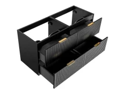 Móvel Suspenso Estriado Para Lavatório Preto C120 Cm - Zevara