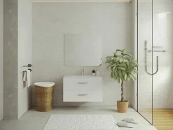 Móvel Suspenso Para Casa De Banho Com Lavatório Individual Branco 80 Cm - Kayla