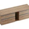 Móvel Suspenso Para Casa De Banho Com Dupla Pia E Espelhos - Cor Natural Clara - 150 Cm - Magdalena Ii