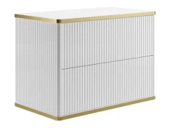 Móvel Suspenso Para Colocar Sob O Lavatório Estriado Rebordo Dourado, Cor Branca C80 Cm - Keliza