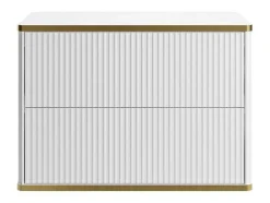Móvel Suspenso Para Colocar Sob O Lavatório Estriado Rebordo Dourado, Cor Branca C80 Cm - Keliza