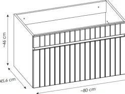 Móvel Suspenso Para Colocar Sob O Lavatório Estriado Cor-De-Rosa Com Tampo 80 Cm - Satara