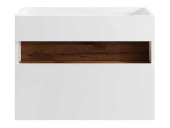 Móvel Suspenso Para Colocar Sob O Lavatório Com Leds, Branco E Natural Escuro C80 Cm - Pozega