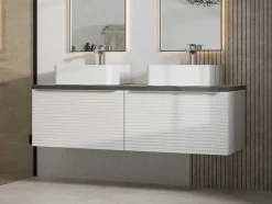 Móvel Suspenso Para Colocar Sob O Lavatório Estriado Branco Com Tampo 120 Cm - Latoma