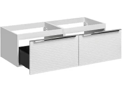 Móvel Suspenso Para Colocar Sob O Lavatório Estriado Branco Com Tampo 120 Cm - Latoma