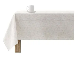 Nappe Anti-Taches 100% Coton 1 Piece Beige A Lignes Fondues 100X140