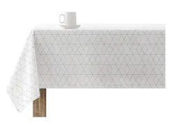 Nappe Anti-Taches 100% Coton 1 Piece Blanc A Lignes Vertes 250X140