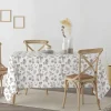 Nappe Anti-Taches 100% Coton 1 Piece Blanc A Feuilles Grises 250X140