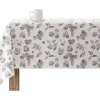 Nappe Anti-Taches 100% Coton 1 Piece Blanc A Feuilles Grises 200X140