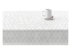 Nappe Anti-Taches 100% Coton 1 Piece Blanc A Lignes Vertes 200X140