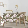 Nappe Anti-Taches 100% Coton 1 Piece Blanc A Motifs Vegetaux 200X140
